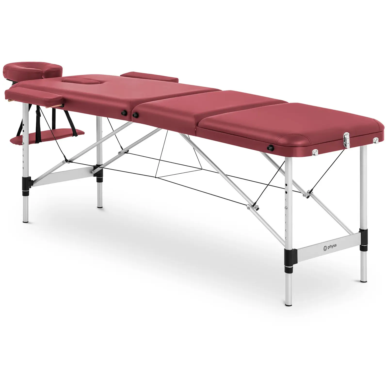 Składany stół do masażu - 185 x 60 x 60-81 cm - 180 kg - Czerwony