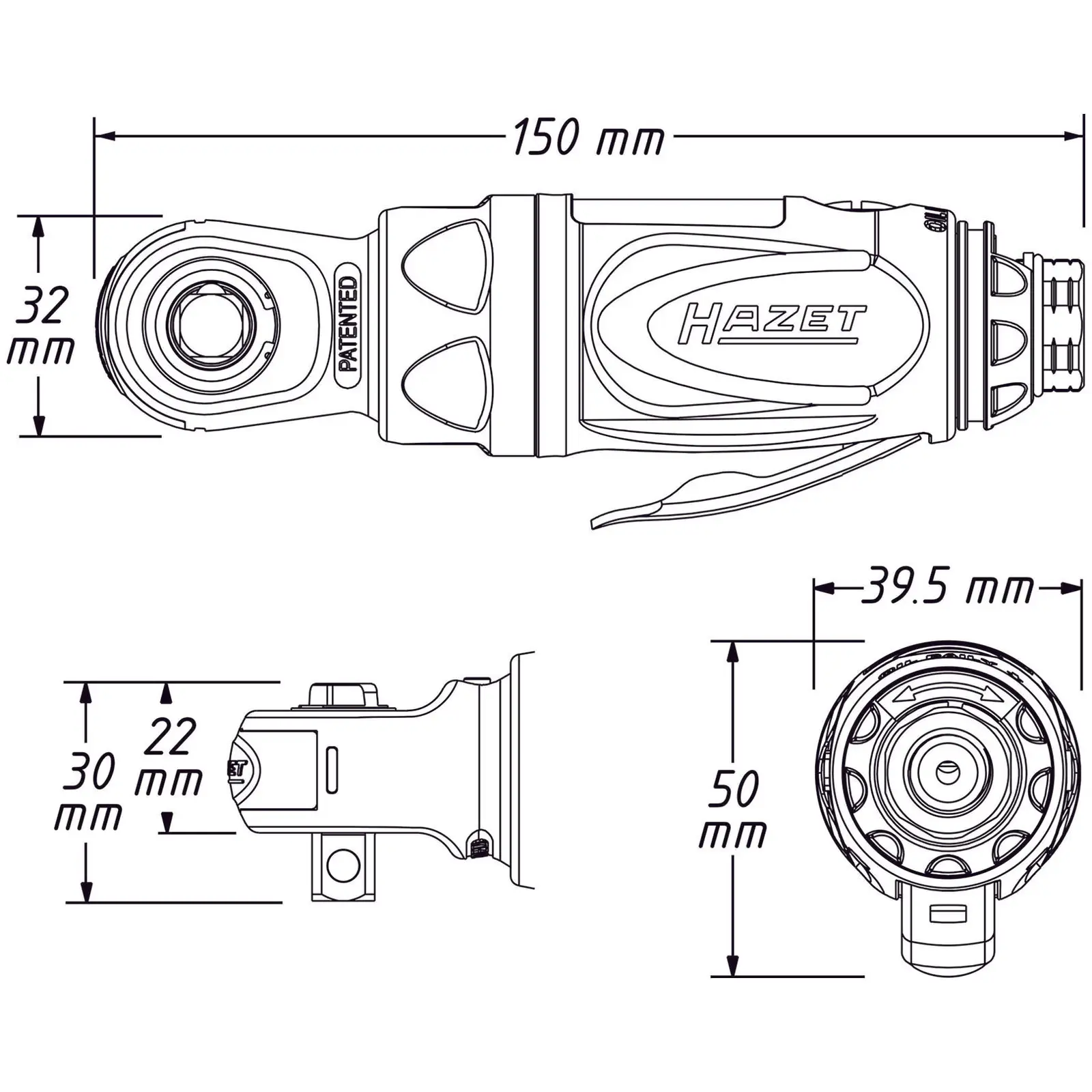 Grzechotka pneumatyczna - 10 mm (3/8″) - 54 Nm - 103 l/min