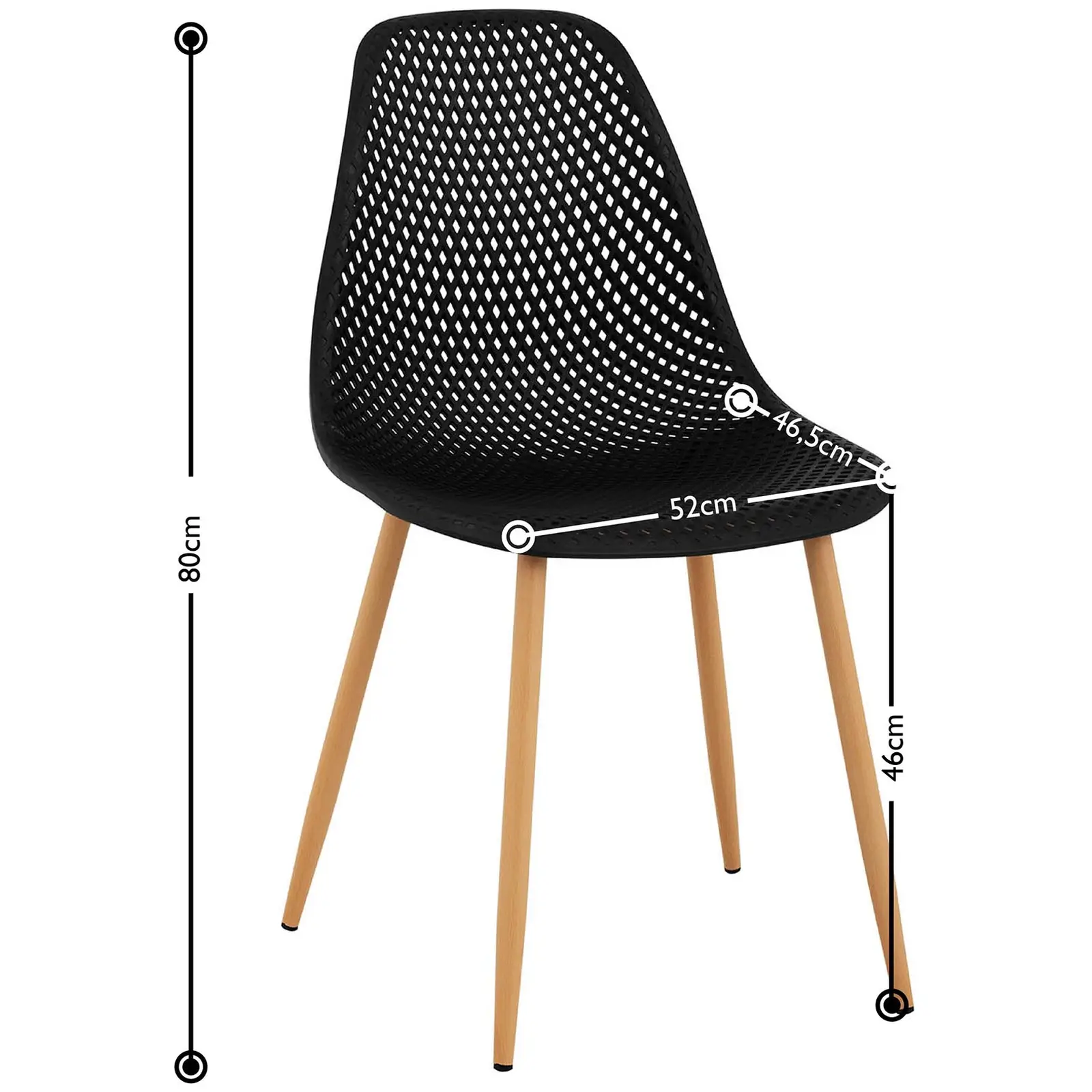 Krzesło - czarne - do 150 kg - 4 szt.