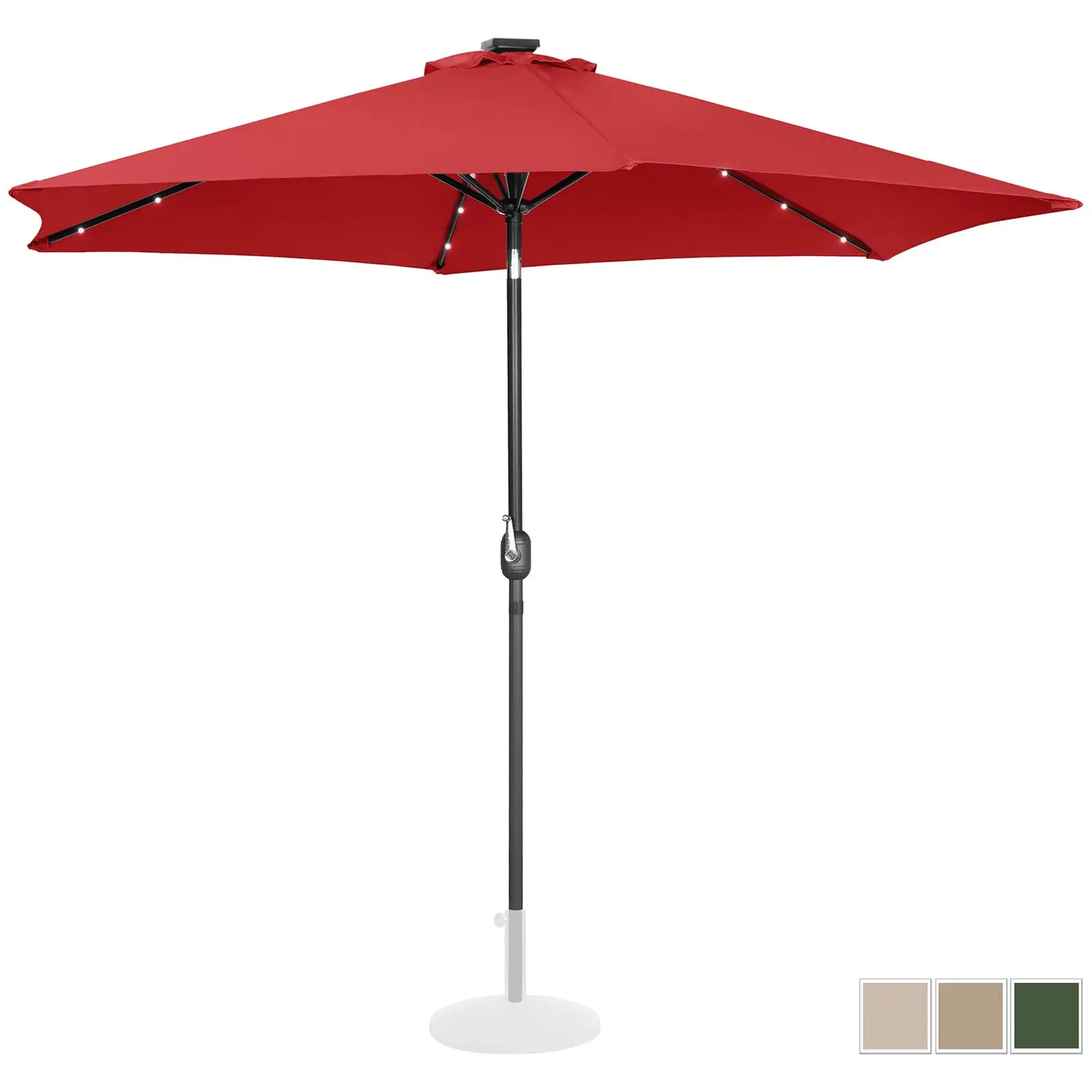 Parasol ogrodowy stojący - Ø300 cm - czerwony - LED