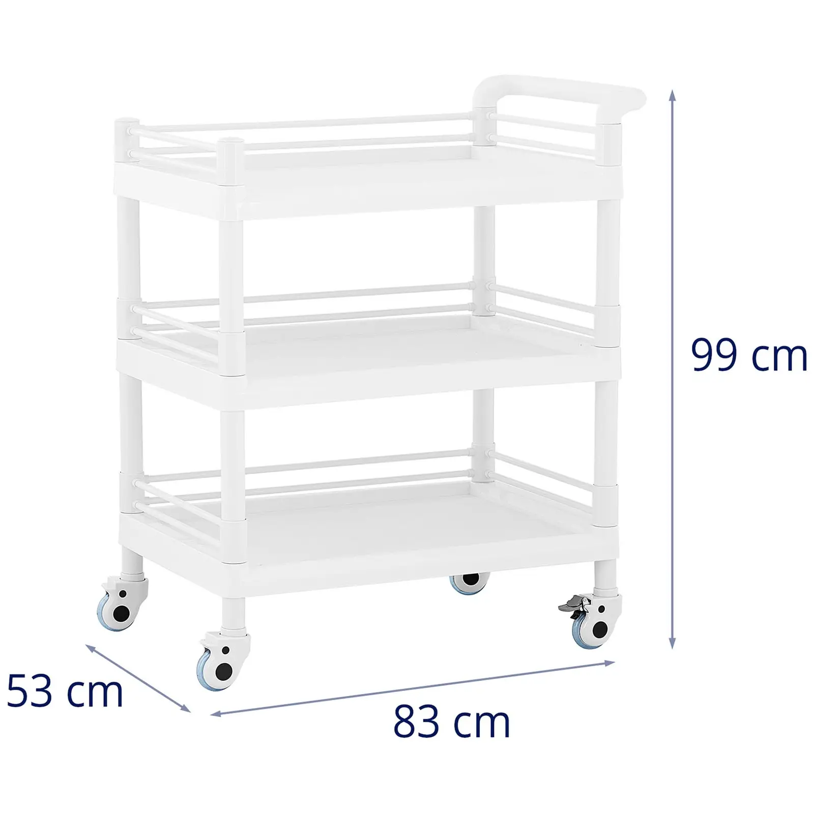Wózek laboratoryjny - 3 półki po 65 x 47 x 5 cm - 60 kg