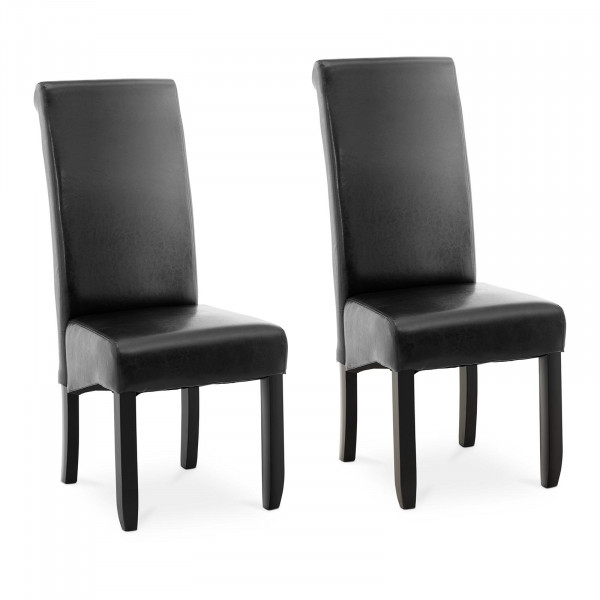 Outlet Krzesło tapicerowane - czarne - ekoskóra - 2 szt.