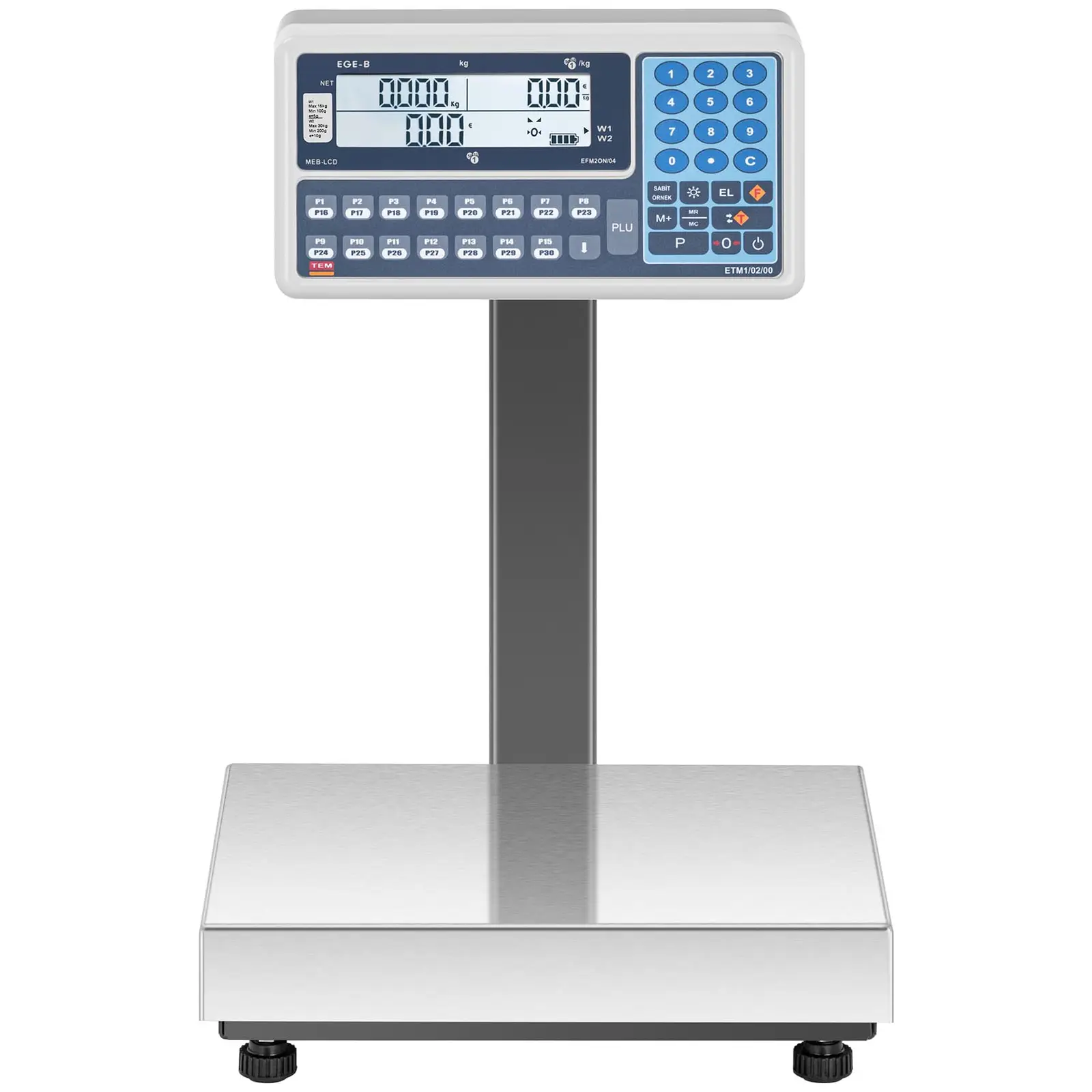 Waga sklepowa - 15 kg (5 g) / 30 kg (10 g) - LCD - legalizacja