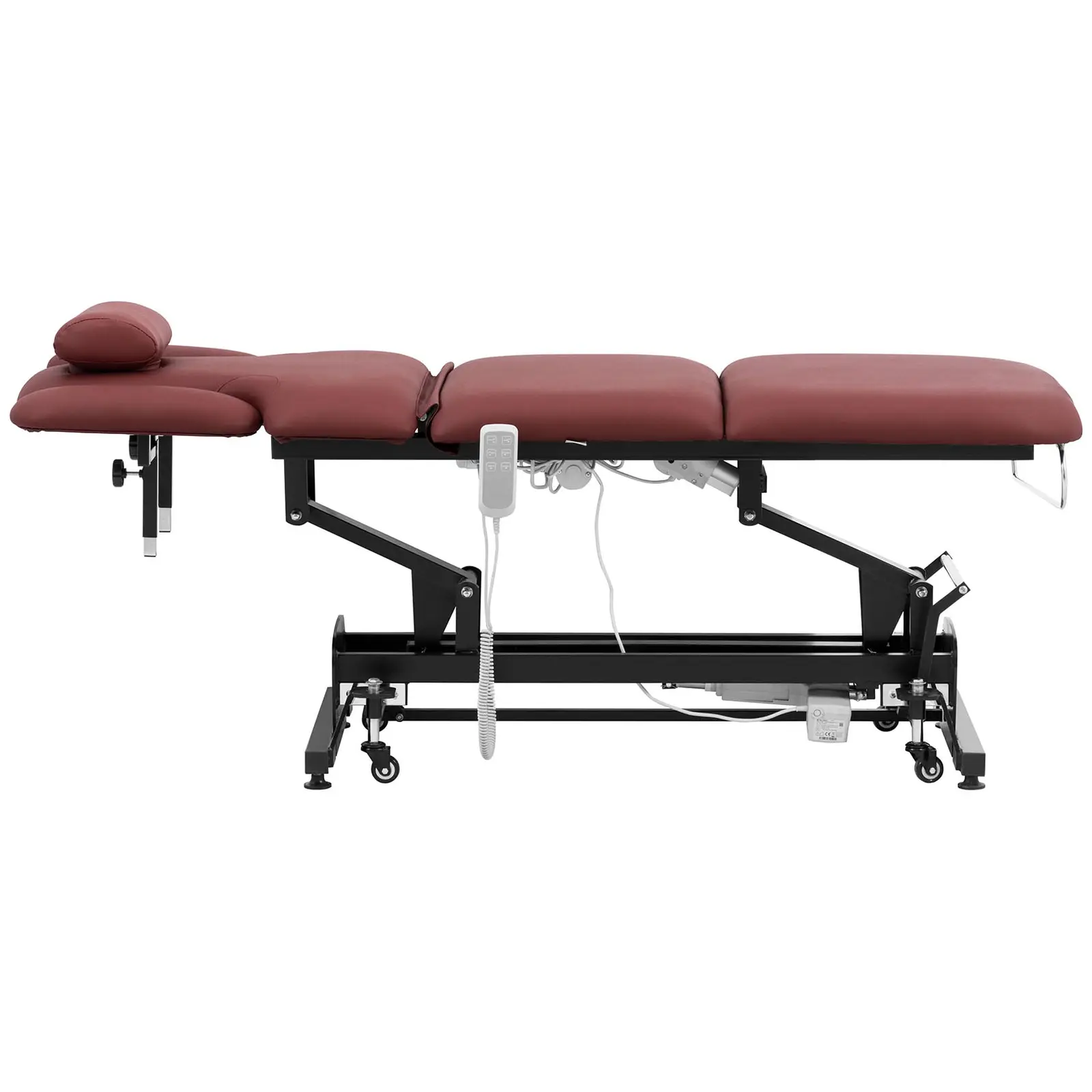 Łóżko do masażu elektryczne - 3 silniki - 250 kg - czarno-bordowe
